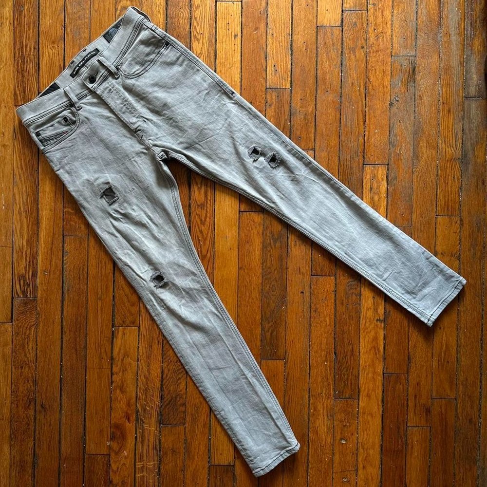 Diesel D.N.A 2016 Tepphar‎ Slim Carrot Stretch Men Grey Silver Faded Denim Jeans
